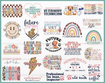 Dierenarts Tech SVG PNG-bundel, veterinair technicus shirtontwerpen (commercieel gebruik, digitale download)