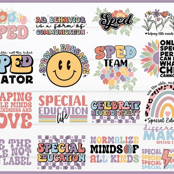 Special Education Svg Png Bundle Difference Maker Shaping Little Minds TeacherLife Most Loved Sped Life Autism Awareness Rainbow