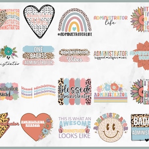 Administrator Svg Png Bundle Squad Life Support Inspire Quote Sayings Badass Administrator Rainbow Leopard Print Sunflower Messy Bun