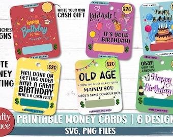 Printable Birthday Money Card, Money Card PNG, Money Card PNG Designs, Gift Card Holder, Print ...