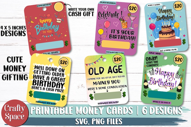 Birthday Money Card Money Card Holder PNG Bundle Money Card - Etsy