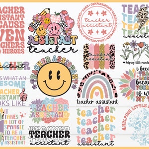 Lehrer Assistent SVG PNG Bundle: Retro Boho Regenbogen Designs (Digitaler Download)