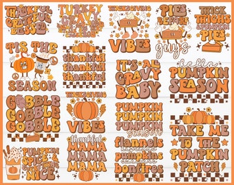 Retro Thanksgiving SVG PNG Bundle: Pumpkin Spice Designs (Digital Download)
