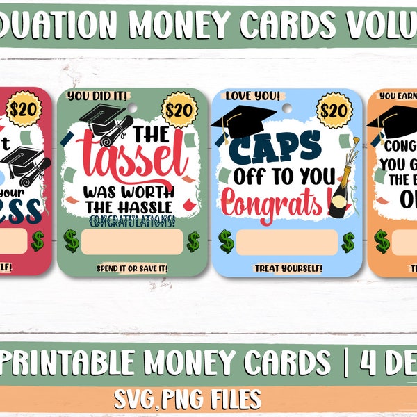 Graduation Money Card Volume 2, Money Card Holder PNG Bundle, Money Card PNG Designs, Gift Card Holder, Print and Cut