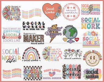 Social Worker SVG PNG Bundle, Shirt Designs (Commercial Use, Digital Download)