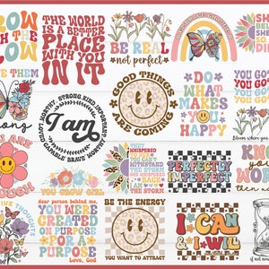Inspirational Quotes SVG PNG Bundle: Positive Affirmations (Digital Download)