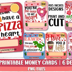 Pacchetto carta denaro di San Valentino, pacchetto PNG porta soldi di San Valentino, disegni PNG carta denaro, titolare della carta regalo, stampa e taglio
