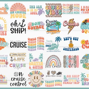 Cruise Svg Png Bundle Retro Lets Cruise Life Squad 2024 Salty Attitude Family Trip Vacation Holiday Cruise Control Anchor Shipping Sipping