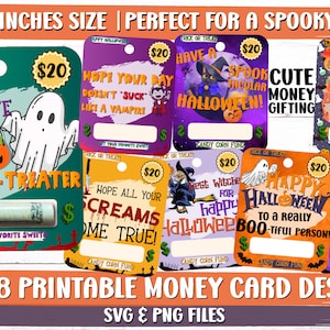 Halloween Money Card PNG Bundle, Money Card Holder PNG, Money Card Holder Designs, Gift Card Holder, Printable Halloween Card, Halloween PNG