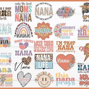 Nana SVG Bundle: Leopard Print, Boho Rainbow Designs (Digital Download)