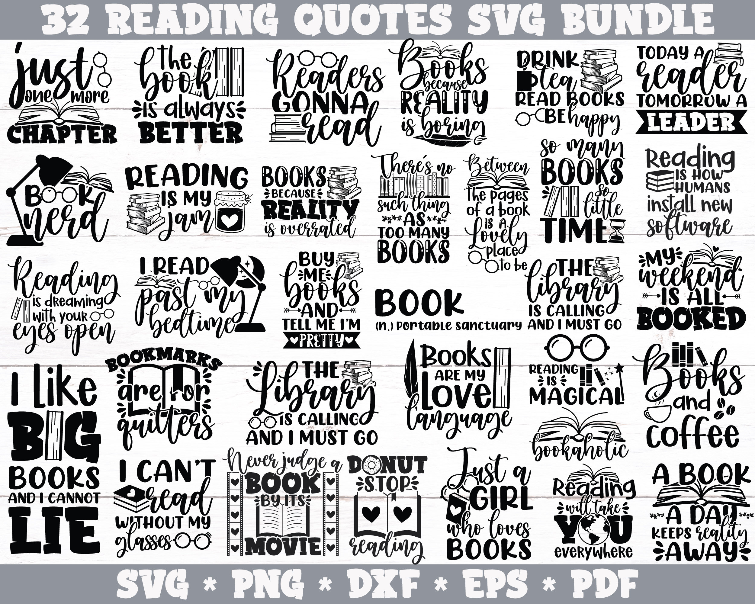 Download 32 Reading Svg Bundle Reading Quotes Svg Bundle Book Lover Etsy