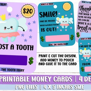Tooth Fairy Money Card Designs, Tooth Fairy Money Holder PNG Bundle, Money Card PNG Designs, Gift Card Holder, Print and Cut