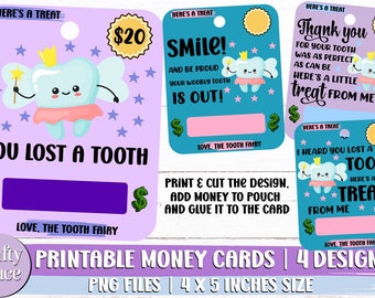 Tooth Fairy Money Card PNG Bundle: Print & Cut Designs (Digital Download)