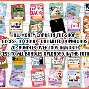 Money Cards Bundle / Birthday Money Cards / Lip Balm Holder Money Cards PNG, SVG Files / Print then Cut / All Files in the Shop