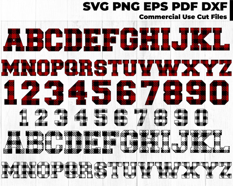 Download Buffalo Plaid SVG Alphabet & Numbers Bundle Christmas Font ...