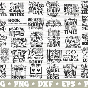 Lettura SVG Bundle png dxf eps Amante del libro svg insegnante vita file tagliati svg Libro svg bibliotecario svg Download istantaneo Uso commerciale