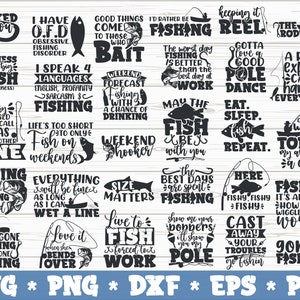 Pesca SVG Paquete png dxf eps Pescador svg Pescado svg archivos de corte cricut lago svg citas de pesca refranes svg Descarga instantánea Uso comercial