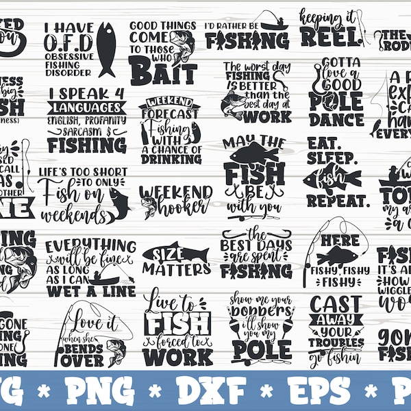 Fishing SVG Bundle png dxf eps Fisherman svg Fish svg cut files cricut lake svg fishing quotes sayings svg Instant Download Commercial Use