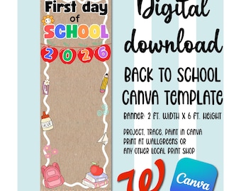 Canva-Vorlage für ein Banner zum Schulanfang, Klassenzimmerdekoration, Türbanner, druckbare Vorlage für ein Banner zum Schulanfang