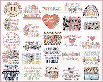 Physical Therapist Svg Png Bundle Occupational Therapy Medical Healthcare Worker Physiotherapist Life PT Most Loved Brush Stroke Rainbow