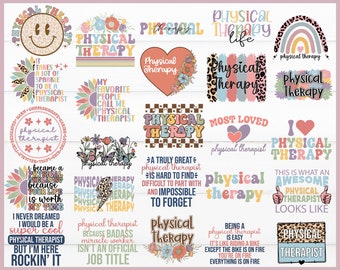 Paquete de archivos SVG y PNG de fisioterapia, diseños de sublimación para fisioterapia (uso comercial)