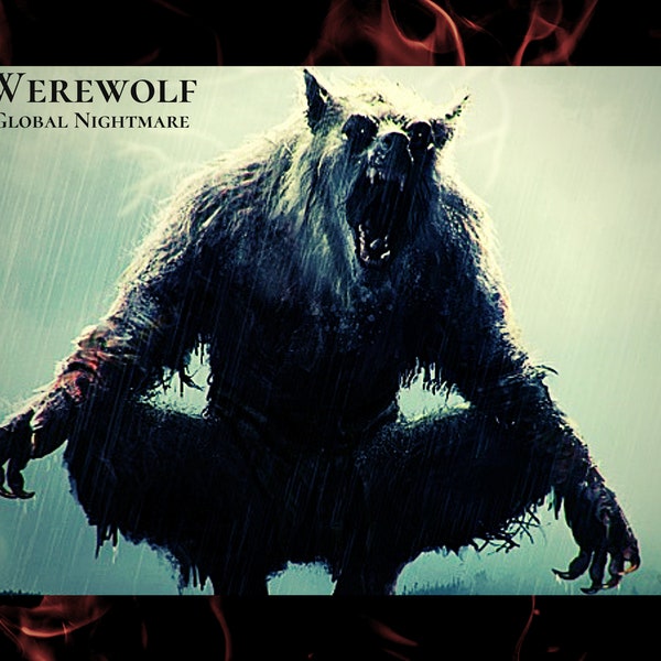 Werewolf Art, Werewolf Decor, Esoteric Home Decor, Creepy Bedroom Decor, Werewolf Poster, Wolfman Print, Scary Wall Decor, Demonic Art