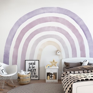 Boho Lavender Purple Violet Rainbow Removable Wallpaper //Pastel Rainbow Mural Pink Sticker Self Adhesive Peel and Stick Repositionable K122