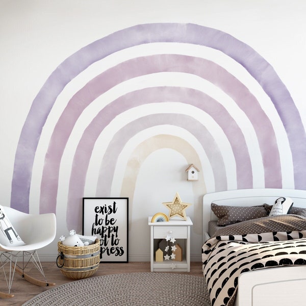 Boho Lavender Purple Violet Rainbow Removable Wallpaper //Pastel Rainbow Mural Pink Sticker Self Adhesive Peel and Stick Repositionable K122