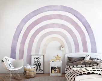 Boho Lavender Purple Violet Rainbow Removable Wallpaper //Pastel Rainbow Mural Pink Sticker Self Adhesive Peel and Stick Repositionable K122