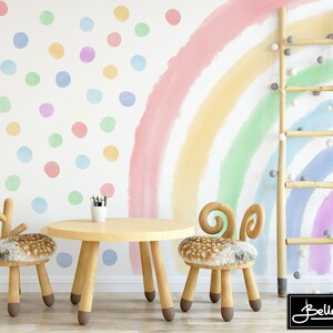 Rainbow Dots Baby Room Stickers Wall Decals Watercolor Polka Dot Accent Wall Art Repositionable Wall Mural Montessori Removable Pattern