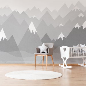Mountain Wall Decal Wallpaper Gray Wall Art Removable M085