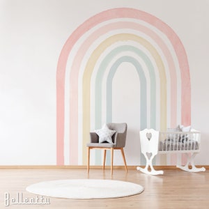 Boho Coral Peach Pink Rainbow Removable Decal //Pastel Rainbow Wall Mural Pink Sticker Self Adhesive Peel and Stick Repositionable R124