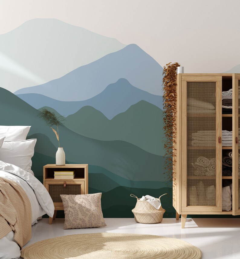 Nursery Wall Sticker / Mountain Wall Decal / Mountain Wall Etsy