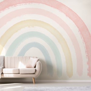 Large Rainbow Decal //Boho Coral Peach Pink Pastel Rainbow // Rainbow wall sticker // Girl Wall Sticker Decal // Watercolor Rainbow //