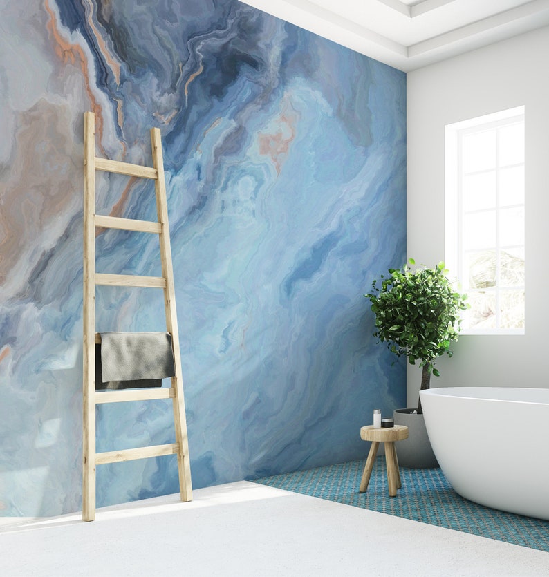 Blue Sea Elegant Ombre Removable Wallpaper Peel and Stick | Etsy