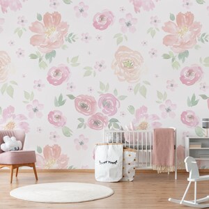 Floral Peony Wallpaper Peonies Wall Decal Nursery Room - Etsy