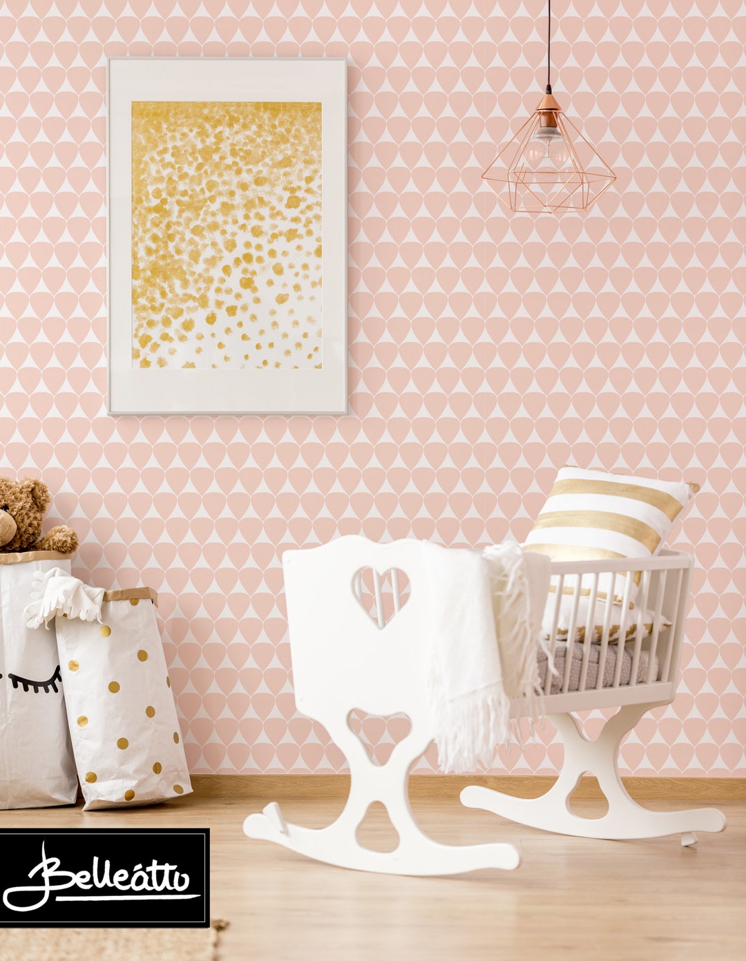 Pink Pattern Baby Girl Room Wallpaper Decals Accent Wall Room Etsy