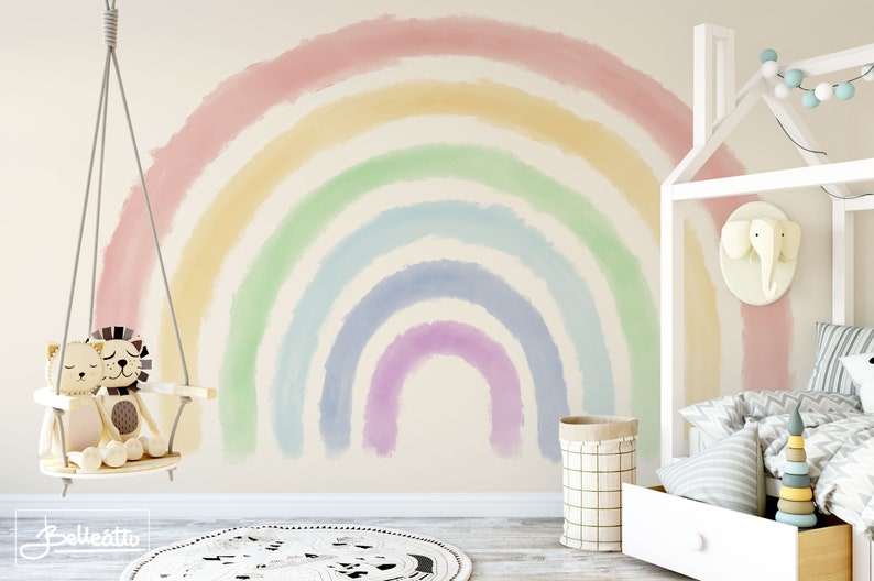 Large True Rainbow Decal // Removable Wallpaper //pastel Etsy