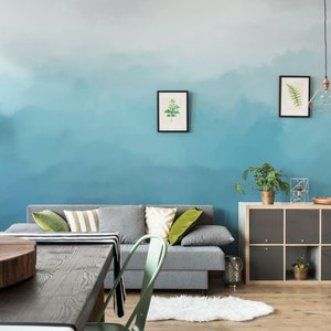 Pastel Blue Ombre Removable Wallpaper Peel and Stick Wallpaper / Self ...
