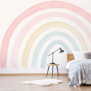 Large Rainbow Decal //Boho Coral Peach Pink Pastel Rainbow // Rainbow wall sticker // Girl Wall Sticker Decal // Watercolor Rainbow // image 5