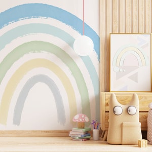 Large Rainbow Decal //Boho Blue Mint Green Pastel Rainbow // Rainbow wall sticker // Boy Girl Wall Sticker Decal // Watercolor Rainbow //