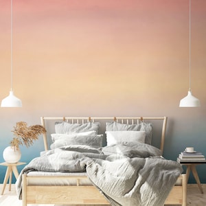 Pastel Coral Peach Pink BLUE Ombre Removable Wallpaper  Self Adhesive Wall Mural Repositionable SKY101