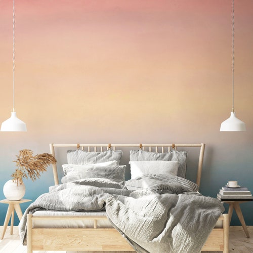 Boho Coral Pastel SUN Removable Wallpaper // Self Adhesive - Etsy