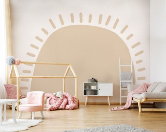 Boho Coral  Pastel SUN Removable Wallpaper // Self Adhesive Peel and Stick  Kids_064