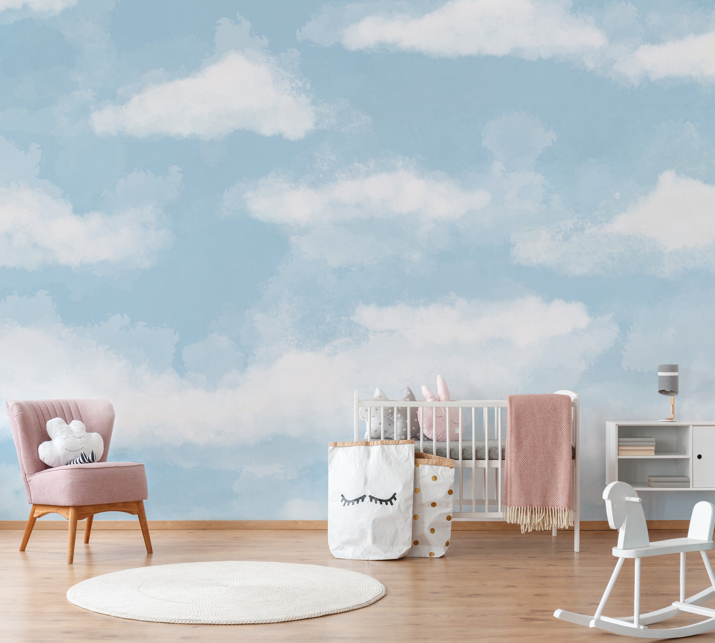 Bird and Cloud Wallpaper Nuage Mural  anewall  Anewall