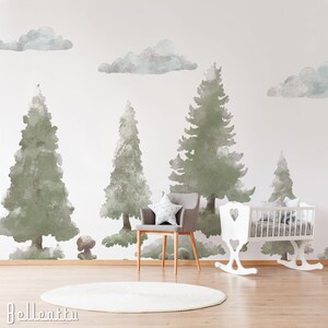 Woodland Pine Trees / Nordic Forest Wall Decal / Pine Tree Wall Decal / Removable 108