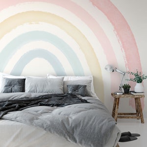 Large Rainbow Decal //Boho Coral Peach Pink Pastel Rainbow // Rainbow wall sticker // Girl Wall Sticker Decal // Watercolor Rainbow // Bild 4