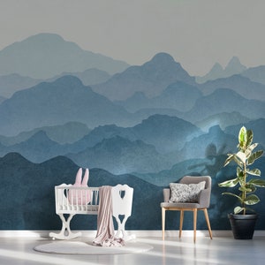 Mountain Self Adhesive Wallpaper Nursery Room Wall Art Repositionable Wall Mural Peel & Stick Removable Wall Sticker