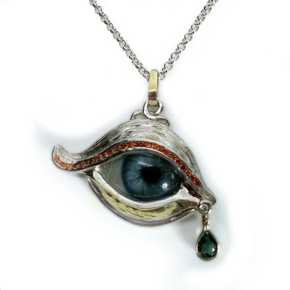 Evil Eye 3 Sterling & 14kt Antique Glass Eye Fragment Pendant - Etsy