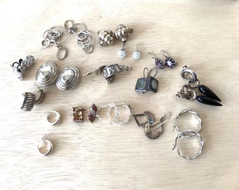 1 lot of 15 pair of Sterling earrings see pic’s.     REF 3145